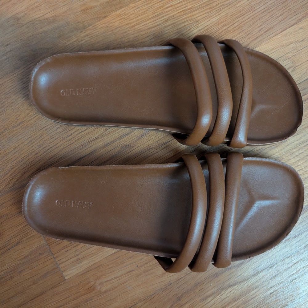 Old Navy Tan Slide Sandals